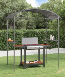 vidaXL BBQ Gazebo with Side Shelves Anthracite 220x115x230 cm Steel