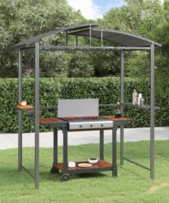 vidaXL BBQ Gazebo with Side Shelves Anthracite 210x114x230 cm Steel