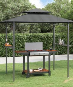 vidaXL BBQ Gazebo with Side Shelves Anthracite 240x150x243 cm Steel