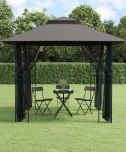 vidaXL Gazebo with Sidewalls Anthracite 300x300x270 cm Steel