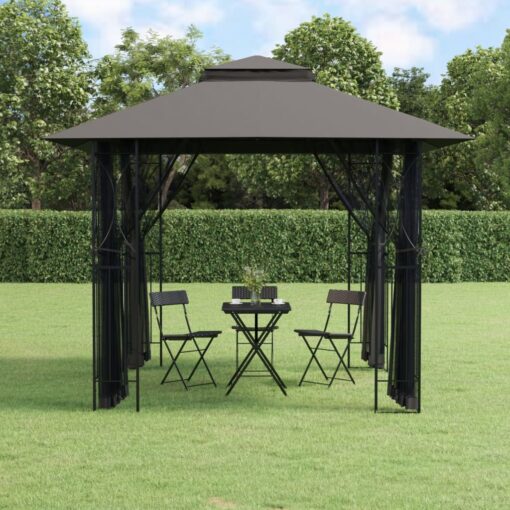 vidaXL Gazebo with Sidewalls Anthracite 300x300x270 cm Steel