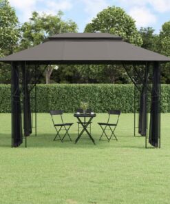 vidaXL Gazebo with Sidewalls Anthracite 400x300x270 cm Steel