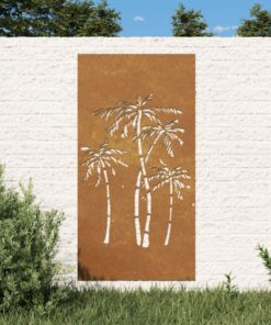 vidaXL Garden Wall Decoration 105x55 cm Corten Steel Palm Tree Design