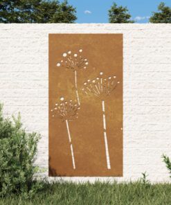 vidaXL Garden Wall Decoration 105x55 cm Corten Steel Flower Design