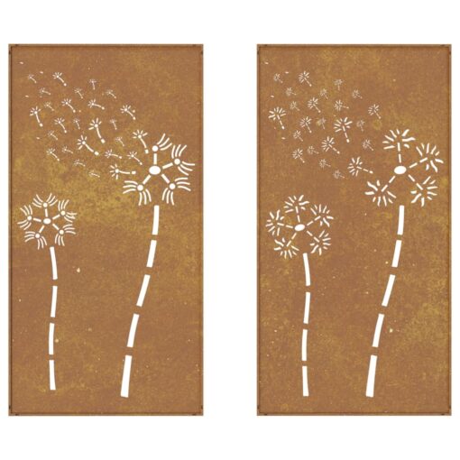 Garden Wall Decorations 2pcs 105x55cm Corten Steel Flower Design - Image 3