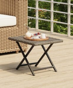 vidaXL Folding Table Grey 45x35x32 cm Poly Rattan