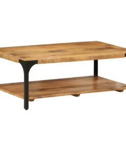 vidaXL 2-Layer Coffee Table 100x55x38 cm Solid Wood Mango and Steel