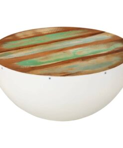 vidaXL Bowl-shaped Coffee Table White Ø50x24 cm Solid Wood Reclaimed