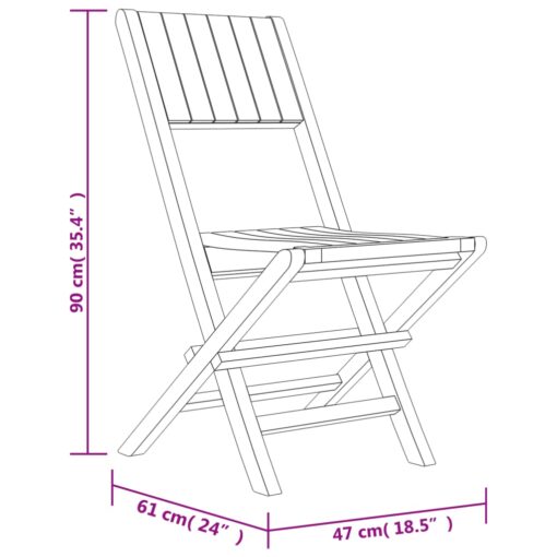 Folding Garden Chairs 4 pcs 47x61x90 cm Solid Wood Teak - Image 3
