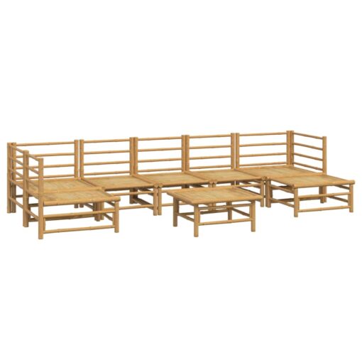 vidaXL 8 Piece Garden Lounge Set with Light Grey Cushions Bamboo - Image 2