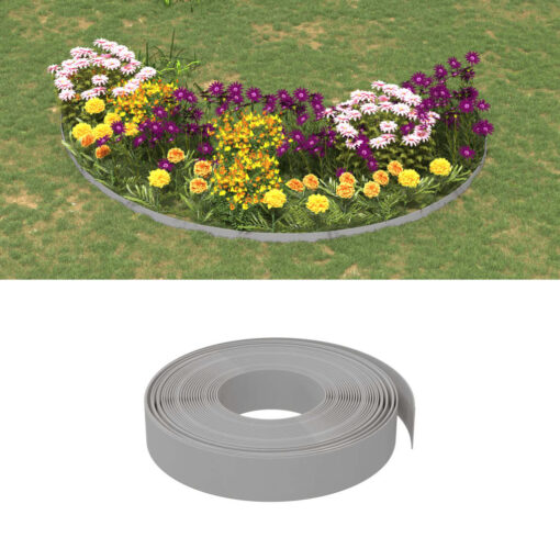 vidaXL Garden Edgings 4 pcs Grey 10 m 10 cm Polyethylene