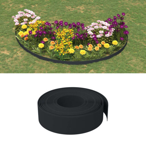 vidaXL Garden Edgings 4 pcs Black 10 m 15 cm Polyethylene