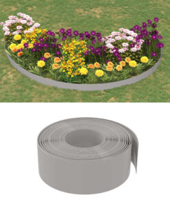 vidaXL Garden Edgings 2 pcs Grey 10 m 20 cm Polyethylene