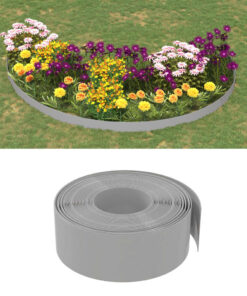 vidaXL Garden Edgings 5 pcs Grey 10 m 20 cm Polyethylene