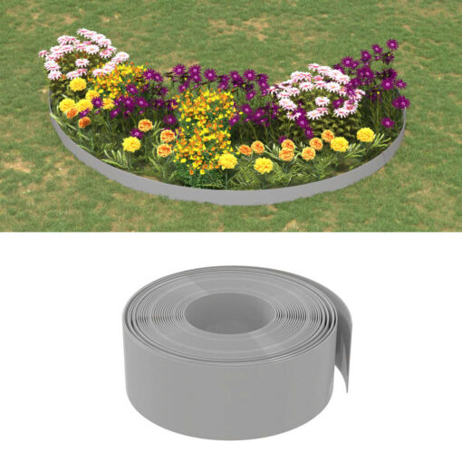 vidaXL Garden Edgings 5 pcs Grey 10 m 20 cm Polyethylene