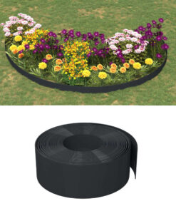 vidaXL Garden Edgings 2 pcs Black 10 m 20 cm Polyethylene