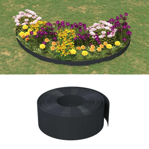 vidaXL Garden Edgings 5 pcs Black 10 m 20 cm Polyethylene