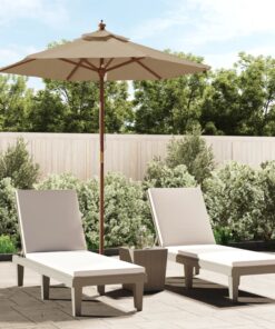 vidaXL Garden Parasol with Wooden Pole Taupe 196x231 cm