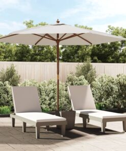 vidaXL Garden Parasol with Wooden Pole Sand 299x240 cm