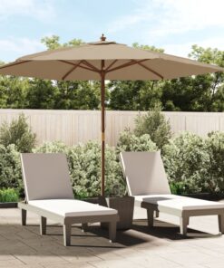 vidaXL Garden Parasol with Wooden Pole Taupe 299x240 cm