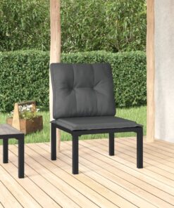 vidaXL Garden Chair with Cushions Black and Grey Poly Rattan