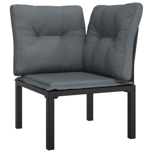 4 Piece Garden Lounge Set Black and Grey Poly Rattan - Image 2