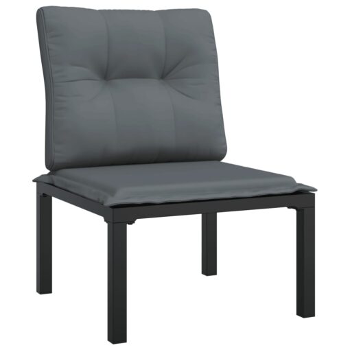 4 Piece Garden Lounge Set Black and Grey Poly Rattan - Image 3