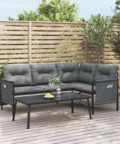 vidaXL Garden Corner Sofa Anthracite Steel and Textilene