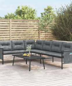 vidaXL Garden Corner Sofa Anthracite Steel and Textilene