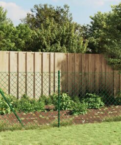 vidaXL Chain Link Fence with Spike Anchors Green 0.8x10 m