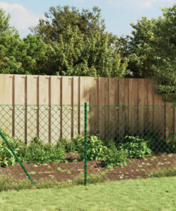 vidaXL Chain Link Fence with Spike Anchors Green 1x10 m