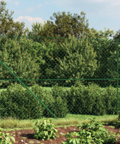 vidaXL Chain Link Fence with Spike Anchors Green 1.6x10 m