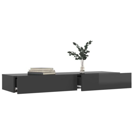 vidaXL TV Cabinet with LED Lights High Gloss Grey 120x35x15.5 cm - Image 2