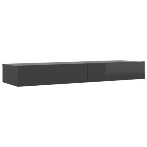 vidaXL TV Cabinet with LED Lights High Gloss Grey 120x35x15.5 cm - Image 3