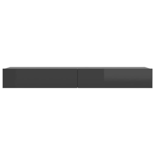 vidaXL TV Cabinet with LED Lights High Gloss Grey 120x35x15.5 cm - Image 4