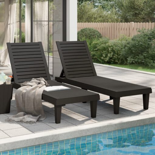 vidaXL Sun Loungers 2 pcs Black 155x58x83 cm Polypropylene