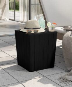 vidaXL Garden Table with Removable Lid Black Polypropylene