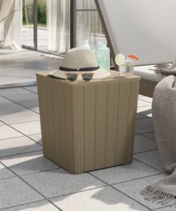 vidaXL Garden Table with Removable Lid Light Brown Polypropylene