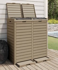 vidaXL Outdoor Garbage Bin Light Brown 78x41x86 cm Polypropylene