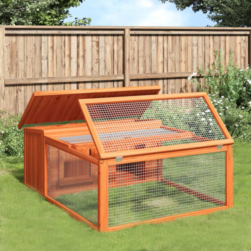 vidaXL Rabbit Hutch Brown 117.5x97x47.5 cm Solid Wood Pine