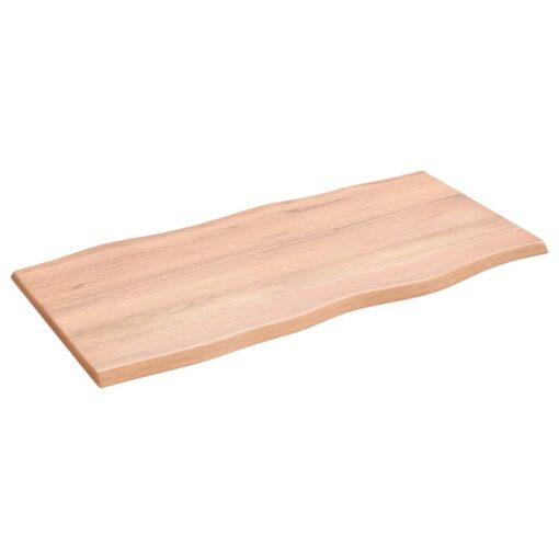 Table Top Light Brown 100x50x2 cm Treated Solid Wood Oak Live Edge - Image 2