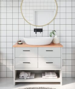vidaXL Bathroom Countertop Light Brown 100x30x2 cm Treated Solid Wood