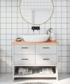 vidaXL Bathroom Countertop Light Brown 100x30x(2-4)cm Treated Solid Wood