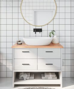 vidaXL Bathroom Countertop Light Brown 100x40x2 cm Treated Solid Wood