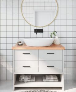 vidaXL Bathroom Countertop Light Brown 100x40x(2-4)cm Treated Solid Wood