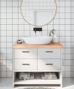vidaXL Bathroom Countertop Light Brown 100x40x(2-6)cm Treated Solid Wood