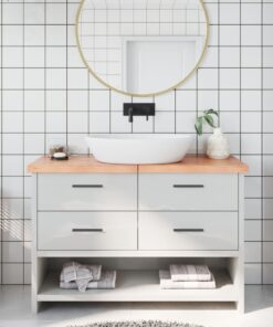 vidaXL Bathroom Countertop Light Brown 120x30x(2-4)cm Treated Solid Wood