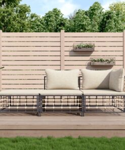 vidaXL 3 Piece Garden Lounge Set with Cushions Anthracite Poly Rattan