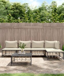 vidaXL 6 Piece Garden Lounge Set with Cushions Anthracite Poly Rattan