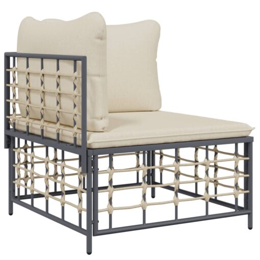  4 Piece Garden Lounge Set with Cushions Anthracite Poly Rattan - Image 2
